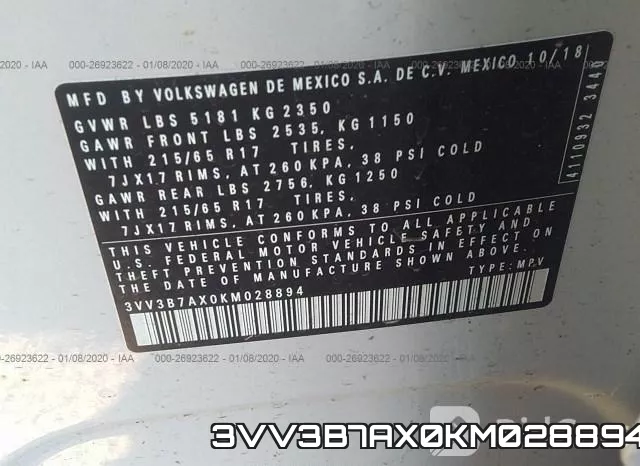 3VV3B7AX0KM028894 фото 10