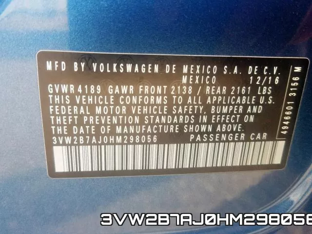 3VW2B7AJ0HM298056 фото 2