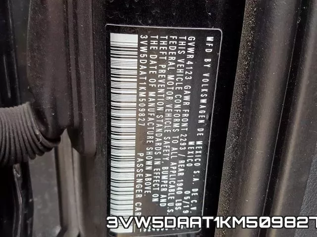 3VW5DAAT1KM509827 фото 2