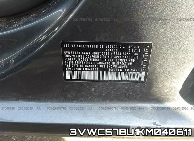 3VWC57BU1KM040611 фото 10