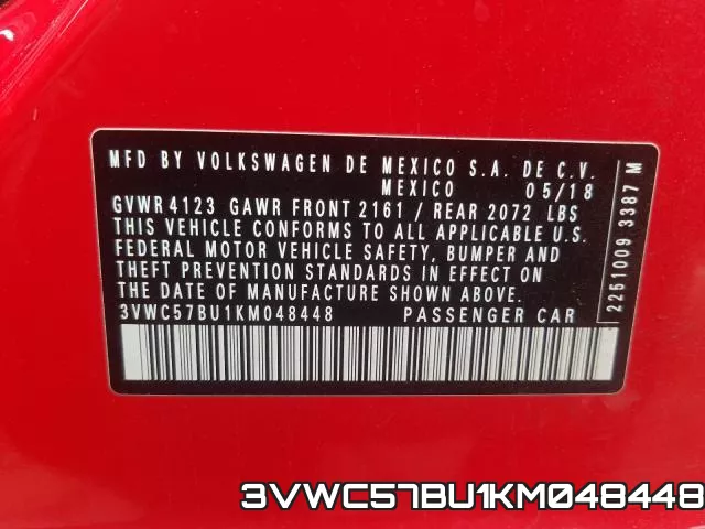 3VWC57BU1KM048448 фото 2