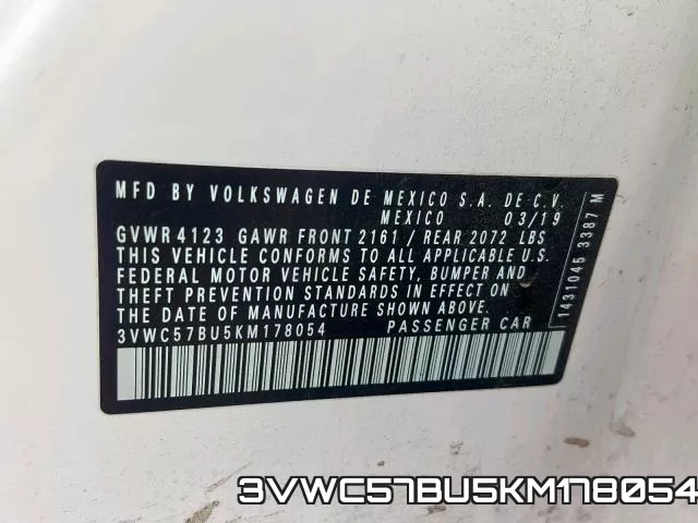 3VWC57BU5KM178054 фото 2