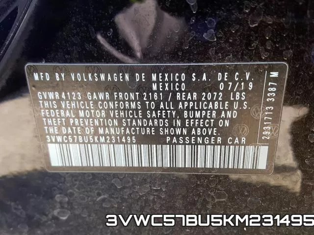 3VWC57BU5KM231495 фото 2