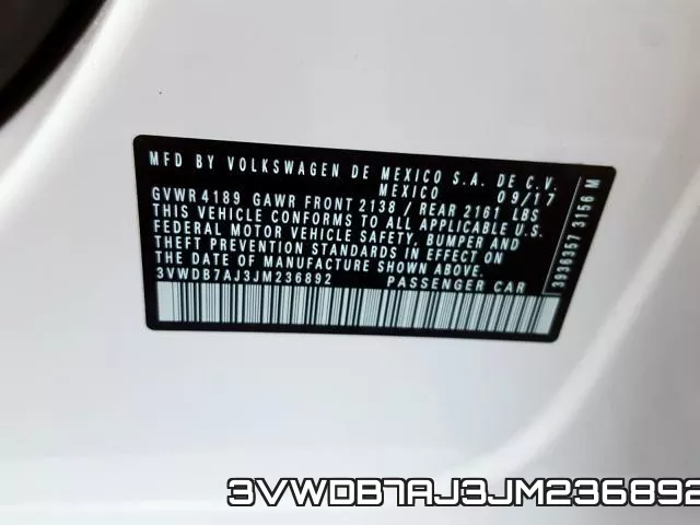 3VWDB7AJ3JM236892 фото 2