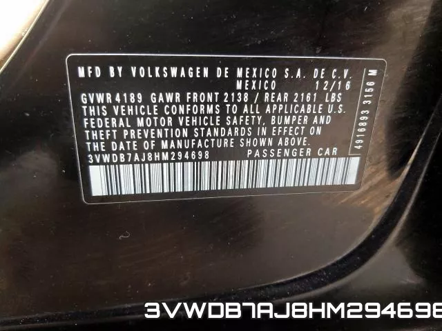 3VWDB7AJ8HM294698 фото 2