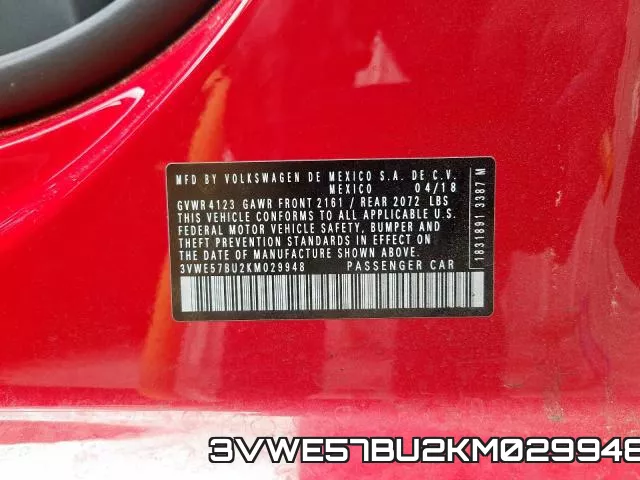 3VWE57BU2KM029948 фото 2