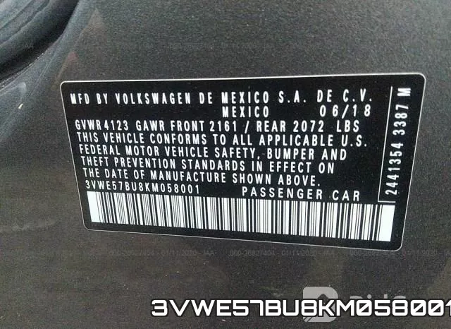 3VWE57BU8KM058001 фото 10