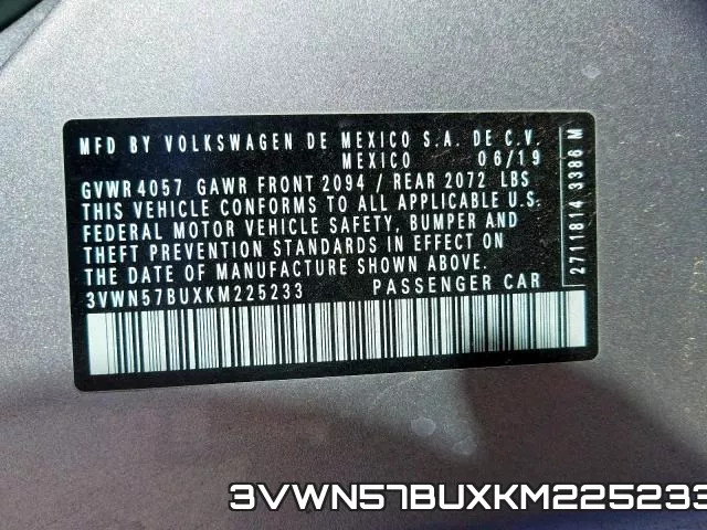 3VWN57BUXKM225233 фото 2