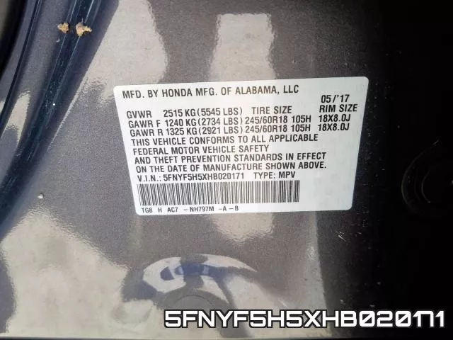 5FNYF5H5XHB020171 фото 2
