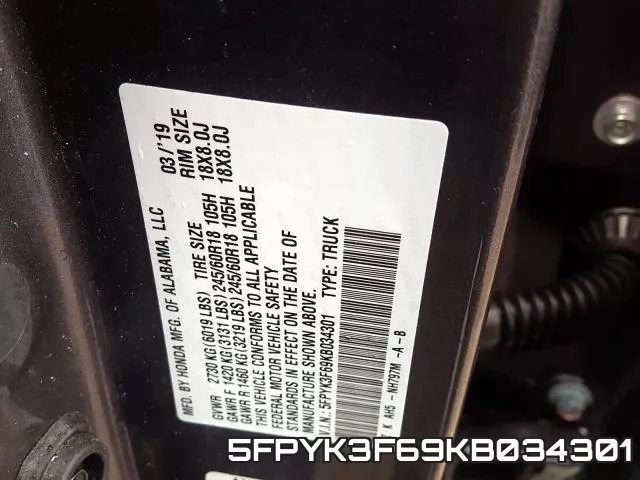 5FPYK3F69KB034301 фото 2