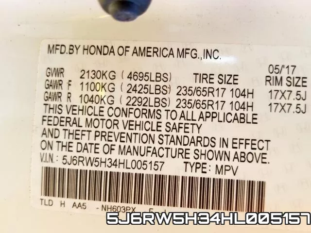 5J6RW5H34HL005157 фото 2