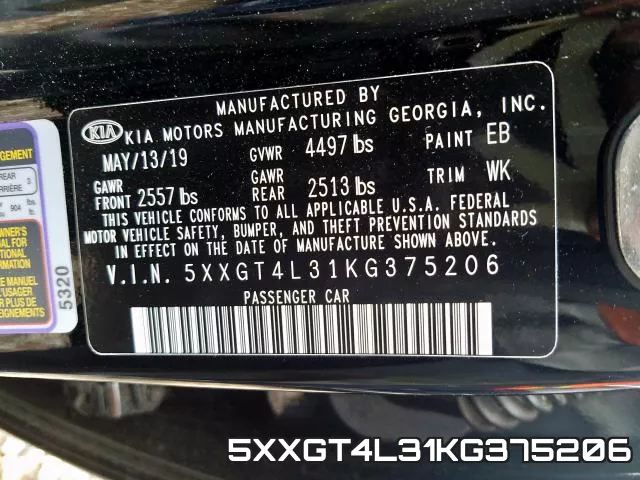 5XXGT4L31KG375206 фото 2