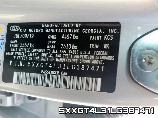 5XXGT4L31LG387471 фото 2