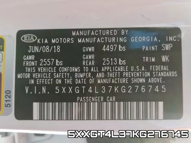 5XXGT4L37KG276745 фото 2