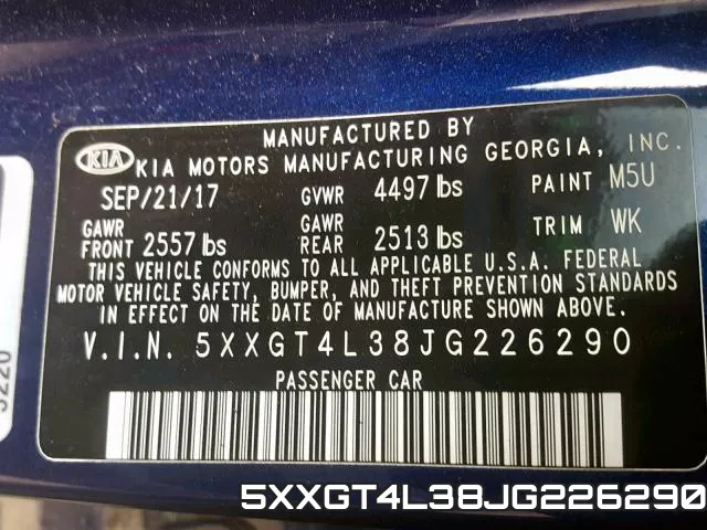 5XXGT4L38JG226290 фото 2