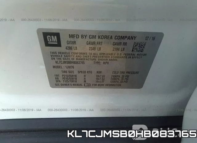 KL7CJMSB0HB083765 фото 10