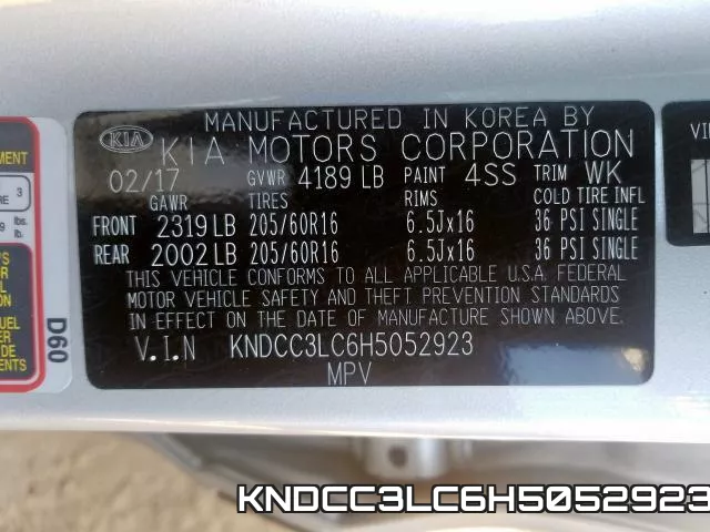 KNDCC3LC6H5052923 фото 2