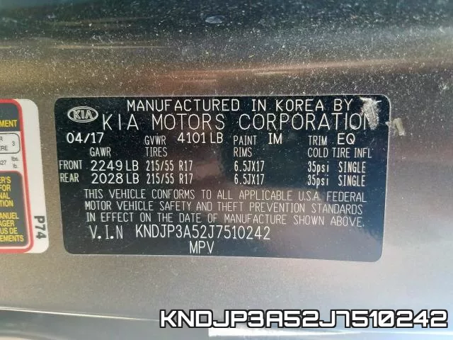 KNDJP3A52J7510242 фото 2