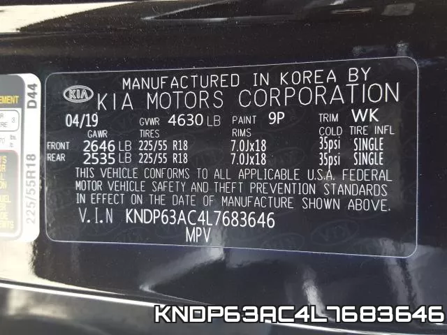 KNDP63AC4L7683646 фото 2