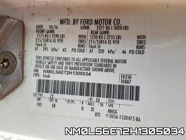 NM0LS6E72H1305034 фото 2