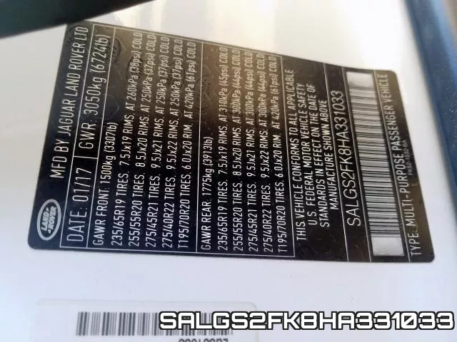SALGS2FK8HA331033 фото 2