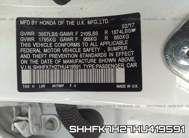 SHHFK7H27HU419591 фото 10