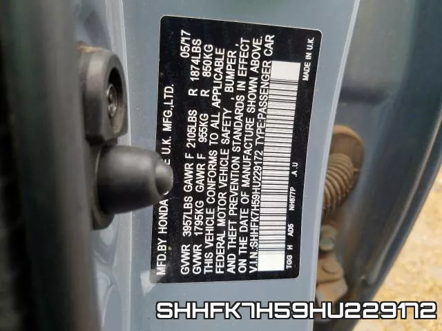SHHFK7H59HU229172 фото 2
