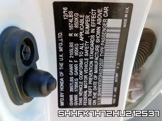 SHHFK7H72HU212537 фото 2