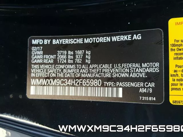 WMWXM9C34H2F65980 фото 2