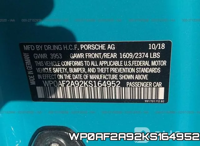 WP0AF2A92KS164952 фото 10