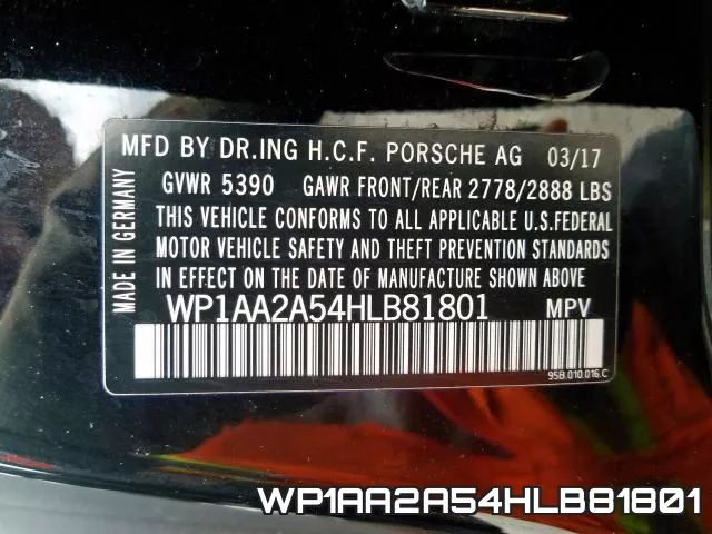 WP1AA2A54HLB81801 фото 2