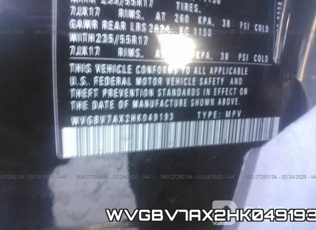 WVGBV7AX2HK049193 фото 10