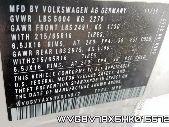 WVGBV7AX5HK015572 фото 2