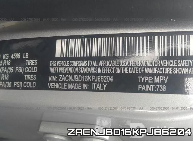 ZACNJBD16KPJ86204 фото 10
