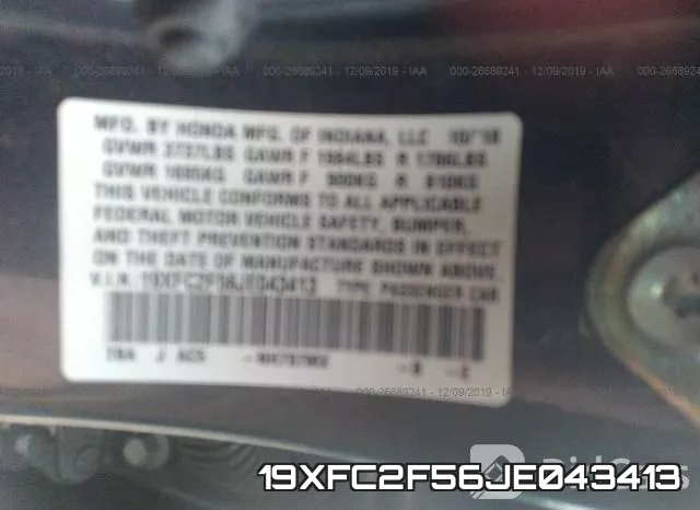 19XFC2F56JE043413 фото 10