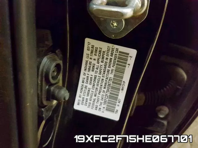 19XFC2F75HE067701 фото 2