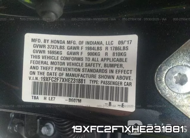 19XFC2F7XHE231881 фото 10