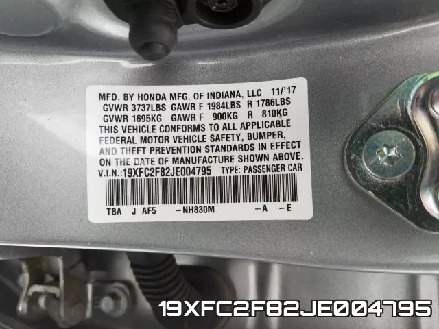 19XFC2F82JE004795 фото 2