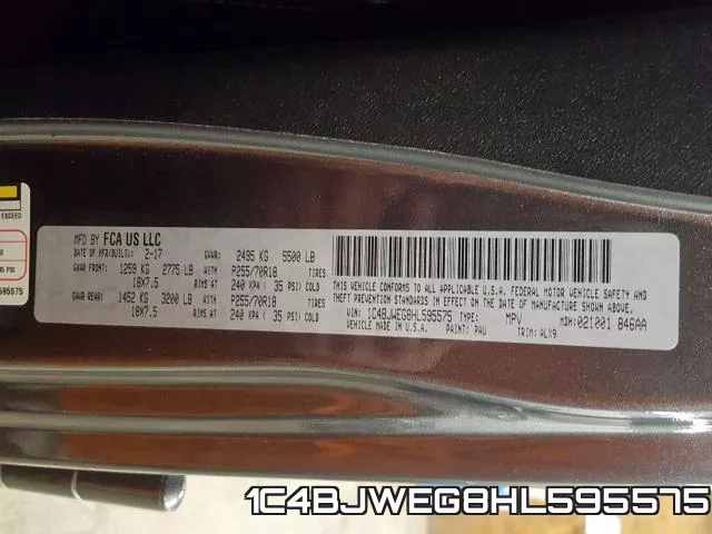 1C4BJWEG8HL595575 фото 2