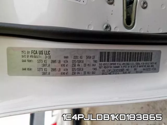 1C4PJLDB1KD183865 фото 2