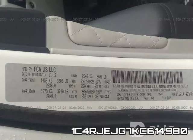 1C4RJEJG7KC614980 фото 10