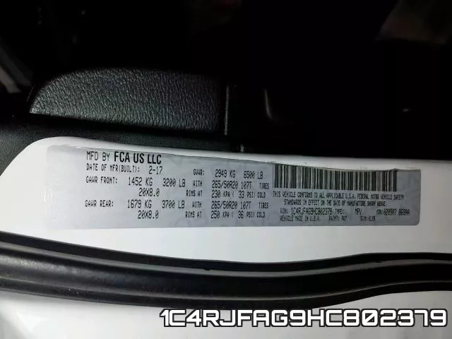 1C4RJFAG9HC802379 фото 2