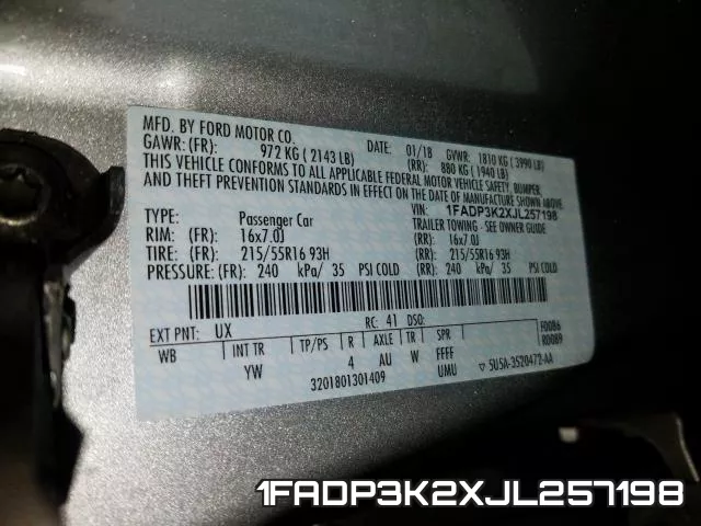 1FADP3K2XJL257198 фото 2