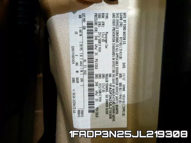 1FADP3N25JL219308 фото 2