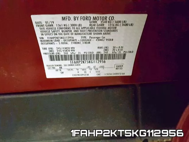1FAHP2KT5KG112956 фото 2