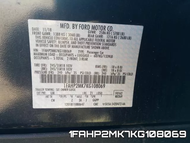 1FAHP2MK7KG108069 фото 2
