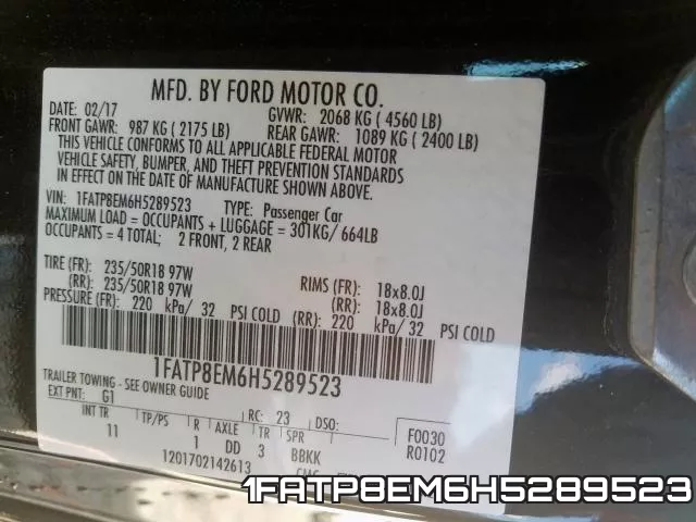 1FATP8EM6H5289523 фото 2