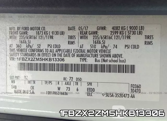 1FBZX2ZM5HKB13306 фото 10