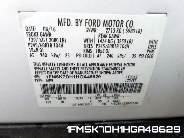 1FM5K7DH1HGA48629 фото 2