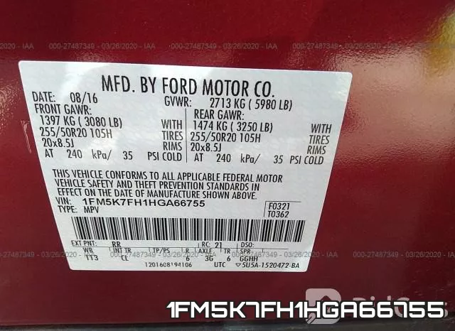1FM5K7FH1HGA66755 фото 10